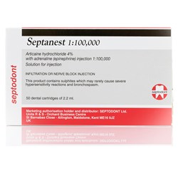 Septanest Articaine 1:100000 2.2ml Cartridge Box 100 SM