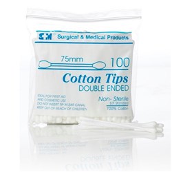 Cotton Tipped Applicator Double Ended 7.5cm P100