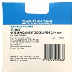Minims Oxybuprocaine Hydrochloride 0.4% Eye Drops SM Minims for NON Metropolitan Deliveries are SHIPPED SEPARATELY