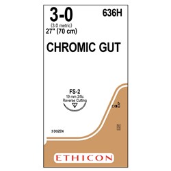 Sutures Catgut Ethicon 3/0 FS-2 19mm 3/8 RC 70cm Chromic