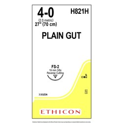 Sutures Catgut Ethicon 4/0 FS-2 19mm 3/8 RC 70cm Plain