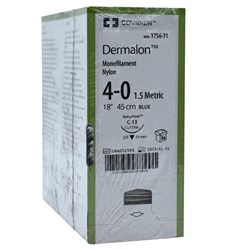 Sutures Nylon Dermalon 4/0 19mm C13 3/8 RC 45cm Blue 1756-31