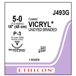 Sutures Vicryl Ethicon 5/0 P-3 13mm 3/8 Prec RC 45cm Undyed