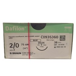 Sutures Nylon Dafilon Braun 2/0 DS 24mm 3/8 RC 75cm Blue