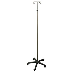 I.V. Stand 2 Hanger Mobile S/Steel Adjustable Height