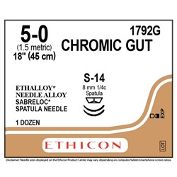 Sutures Catgut Ethicon 5/0 2xS-14 8mm 1/4 Spat 45cm Chromic