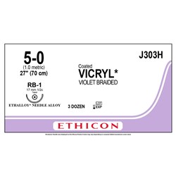 Sutures Vicryl Ethicon 5/0 RB-1 17mm 1/2 Taper 70cm Violet