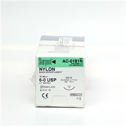 Sutures Nylon Surgical Specialties 6/0 16mm 12 3/8 Circ 45cm