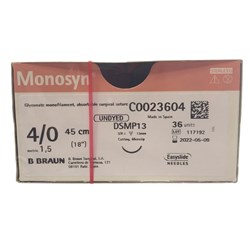 Sutures Monosyn Braun 4/0 DSMP 13mm 3/8 RC 45cm Undyed