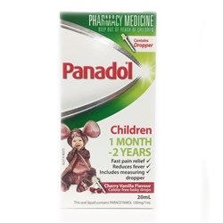 Panadol Child Colour Free Drops 20ml 1mth to 1 yr SM