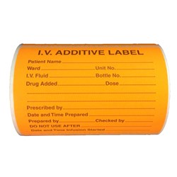 I.V Additive Label (Orange)