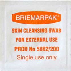 Prepswab Briemar 70% Isoprop & 2% Chlorhexidine Bx 200 Ctn25