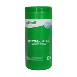 Clinell Universal Sanitising Wipes Hospital Grade Tub 100