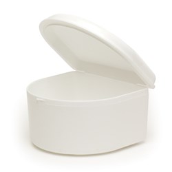Denture Cup with Hinged Lid White