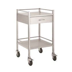 Trolley S/Steel 1 Drawer Shelf & Rails 50 x 50 x 90cm Econo