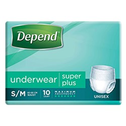 Depend Super Plus Unisex Underwear Small Medium 4 x 10 19610