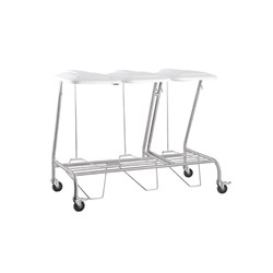 Trolley Linen S/Steel w/ Foot Operated Lid Triple SQ Series