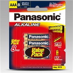 Battery Panasonic Alkaline Size AAA Pack of 8