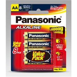 Battery Panasonic Alkaline Size AA Pack of 8