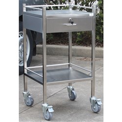 Trolley S/Steel Single Drawer 50 x 50 x 90cm w/ Rails & Lock