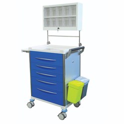 Trolley Anaesthesia 5 Drawer Blue with Accessories