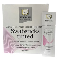 Reynard Chlorhexidine & Alcohol Swab Sticks Red Tint B50