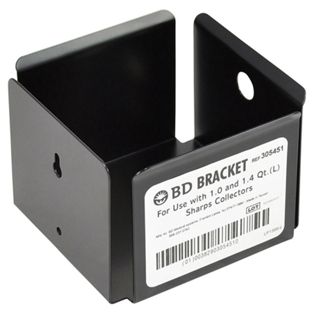 BioHazard Metal Sharps Container Wall Bracket 1.4ltr Black SSS