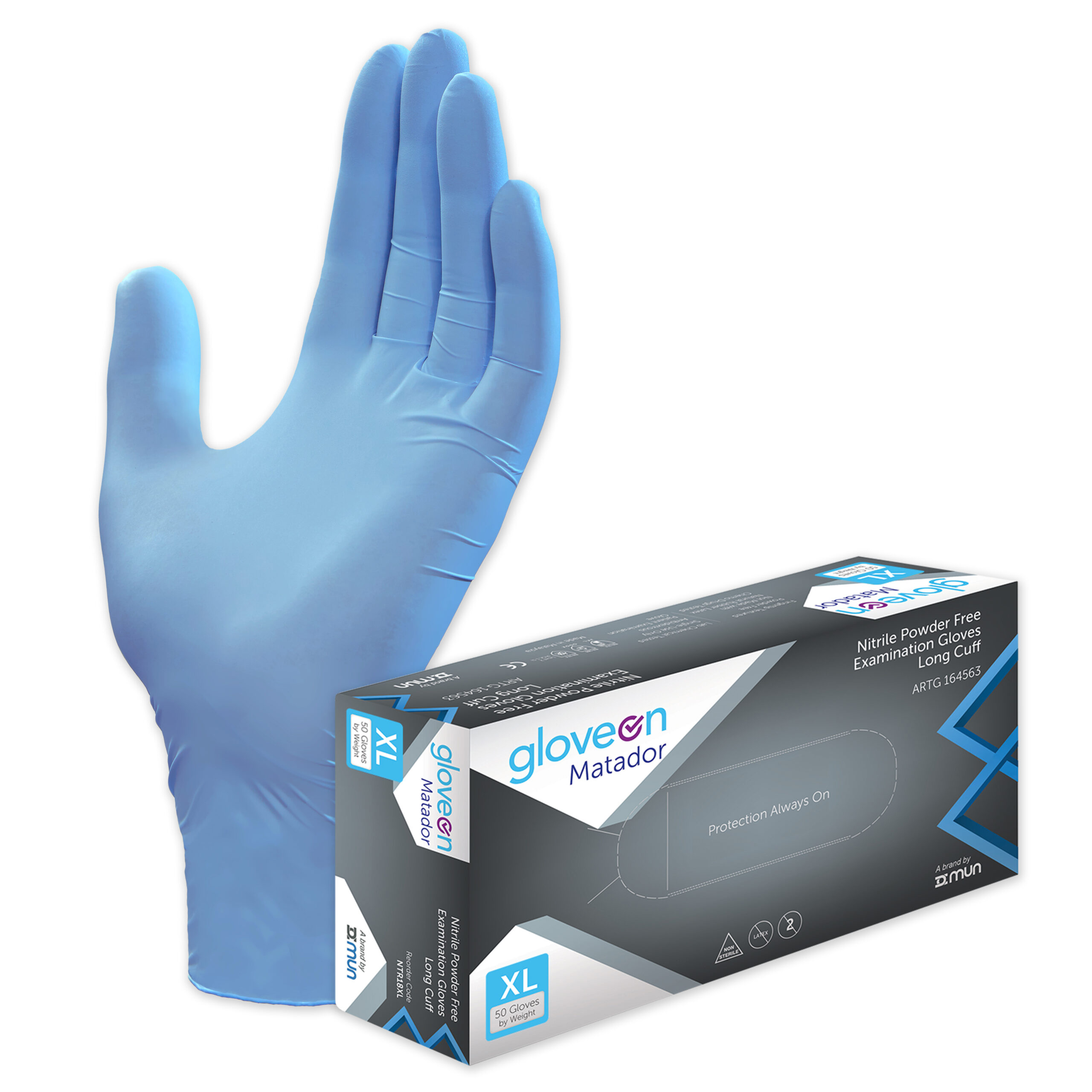 Matador Nitrile Gloves Powder Free Long Cuff N/S Medium B50 SSS