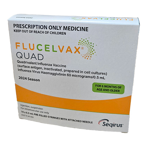 Vaccine Influenza Flucelvax Quad 10x0.5ml No Needle 2024 SM Vaccines
