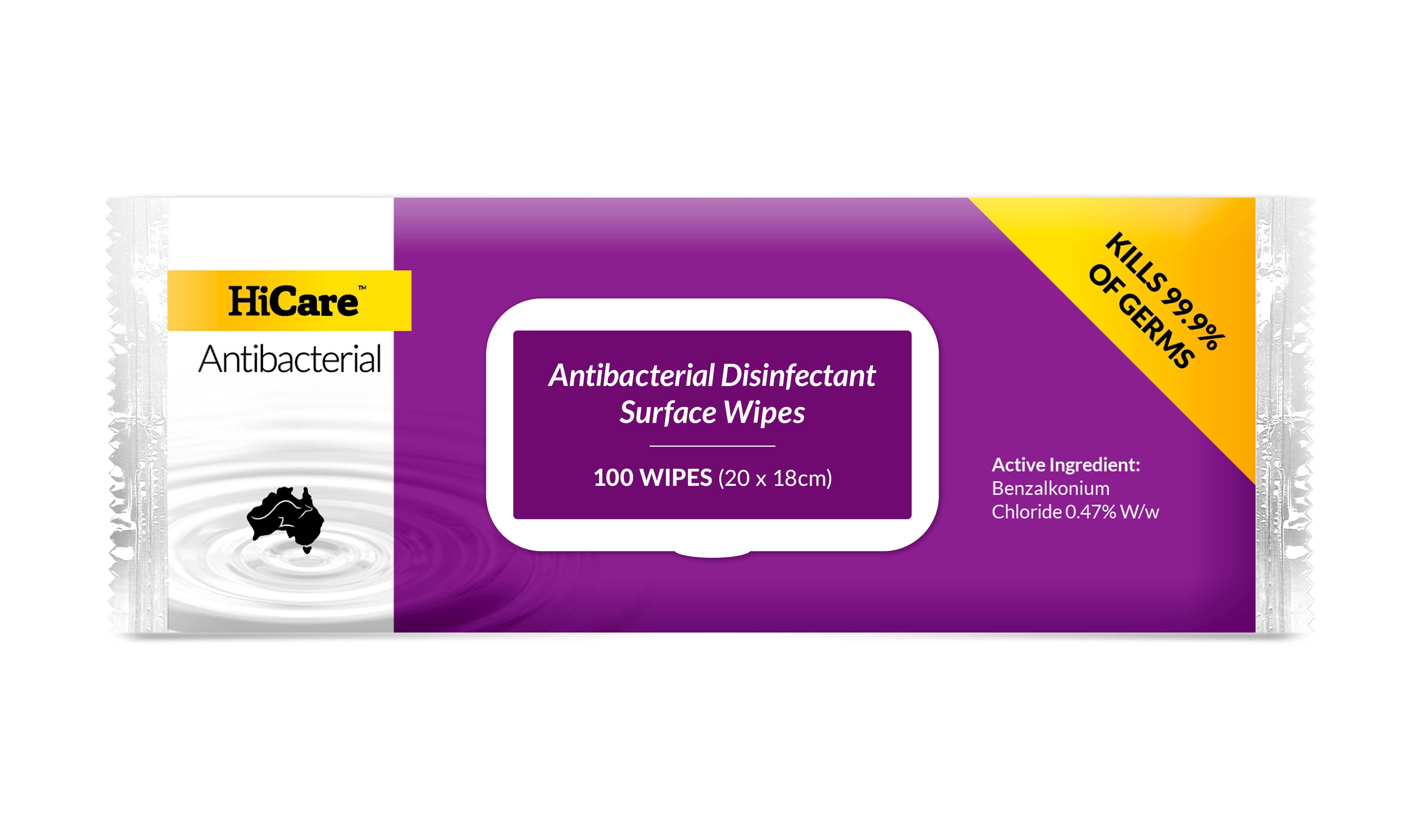 Hicare Antibacterial Disinfectant Surface Wipes (Mild Lemon Hygiene