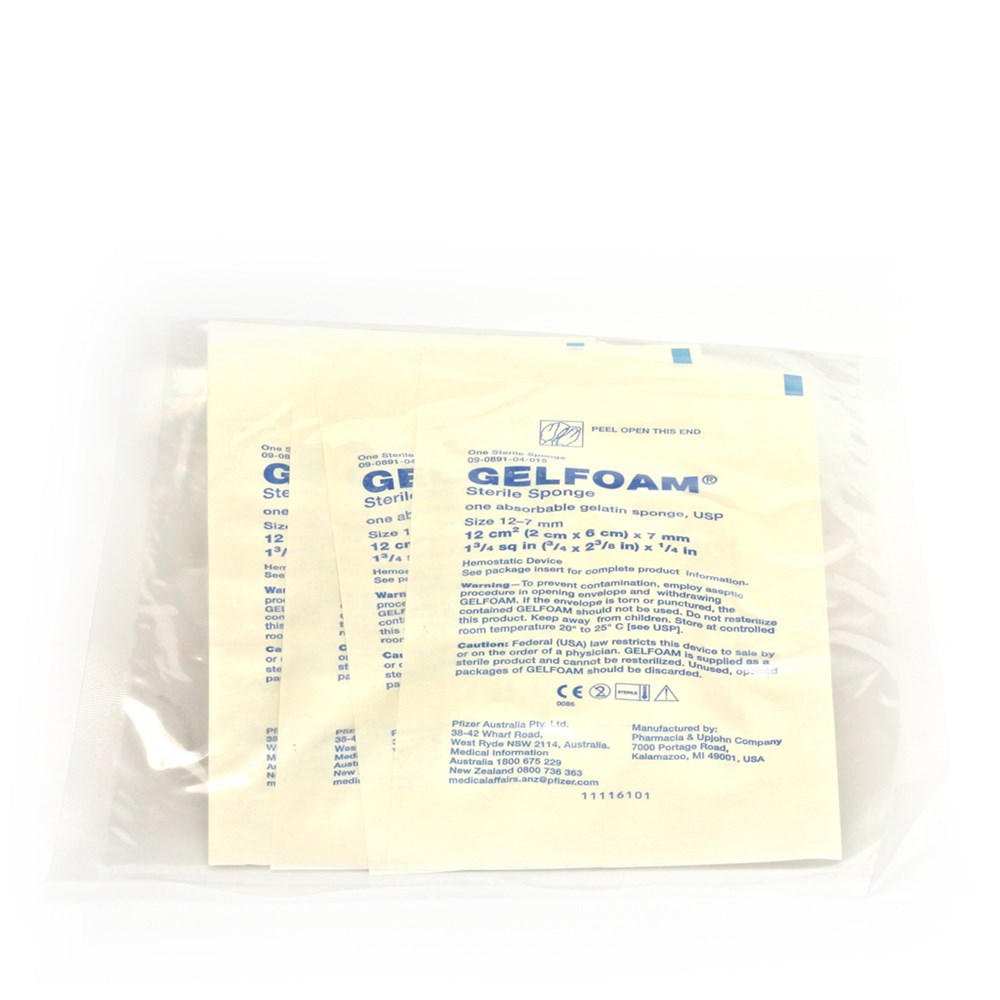Gelfoam Dressings 2cm x 6cm x 7mm Size 12 P4 SSS Australia STAGE