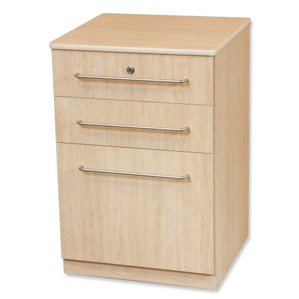 Bedside Locker 3 Drawer 1 Dump Lock Top Drawer Castors Beech SSS