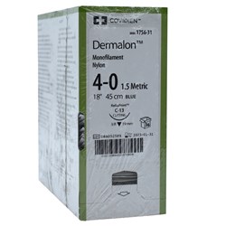 Sutures Nylon Dermalon 4/0 19mm C13 3/8 RC 45cm Blue 1756-31 BOX36