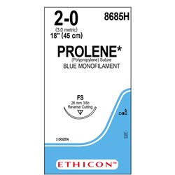 Sutures Prolene Ethicon 2/0 FS 26mm 3/8 RC 45cm Blue BOX36