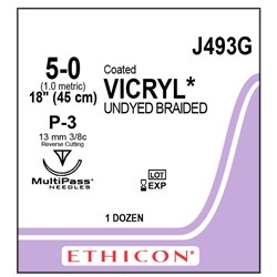 Sutures Vicryl Plus Ethicon 5/0 P-3 13mm 3/8 Prec RC 45cm Undyed BOX12