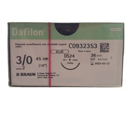 Sutures Nylon Dafilon Braun 3/0 DS 24mm 3/8 RC 45cm Blue BOX36
