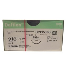 Sutures Nylon Dafilon Braun 2/0 DS 24mm 3/8 RC 75cm Blue BOX36
