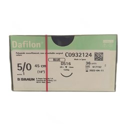 Sutures Nylon Dafilon Braun 5/0 DS 16mm 3/8 RC 45cm Blue BOX36