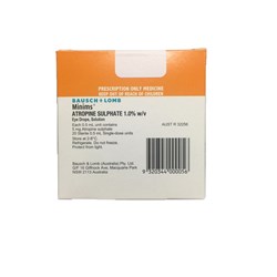 Minims Atropine 1.0% Eye Drops SM Minims for NON Metropolitan Deliveries are SHIPPED SEPARATELY BOX20