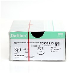 Sutures Nylon Dafilon Braun 3/0 DS 19mm 3/8 RC 45cm Blue BOX36