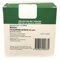 Minims Pilocarpine Nitrate 2% SM Minims for NON Metropolitan Deliveries are SHIPPED SEPARATELY BOX20