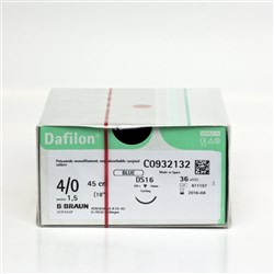 Sutures Nylon Dafilon Braun 4/0 DS 16mm 3/8 RC 45cm Blue BOX36