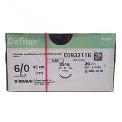 Sutures Nylon Dafilon Braun 6/0 DS 16mm 3/8 RC 45cm Blue BOX36
