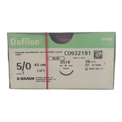 Sutures Nylon Dafilon Braun 5/0 DS 19mm 3/8 RC 45cm Blue BOX36