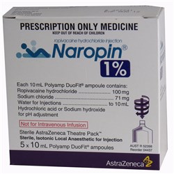 Naropin 100mg 5 x 10ml 1% Plain Polyamp SM BOX4