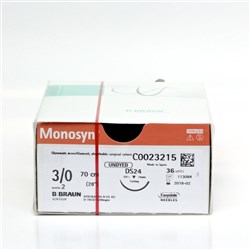 Sutures Monosyn Braun 3/0 DS 24mm 3/8 RC 70cm Undyed BOX36