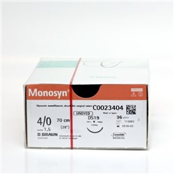 Sutures Monosyn Braun 4/0 DS 19mm 3/8 RC 70cm Undyed BOX36
