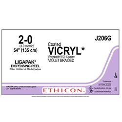 Sutures Vicryl Ethicon 2/0 135cm No Needle Ligapak Violet BOX12