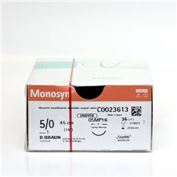 Sutures Monosyn Braun 5/0 DSMP 16mm 3/8 RC 45cm Undyed BOX36