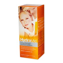 Hydralyte Electrolyte Ice Blocks Orange 62.5ml BOX16
